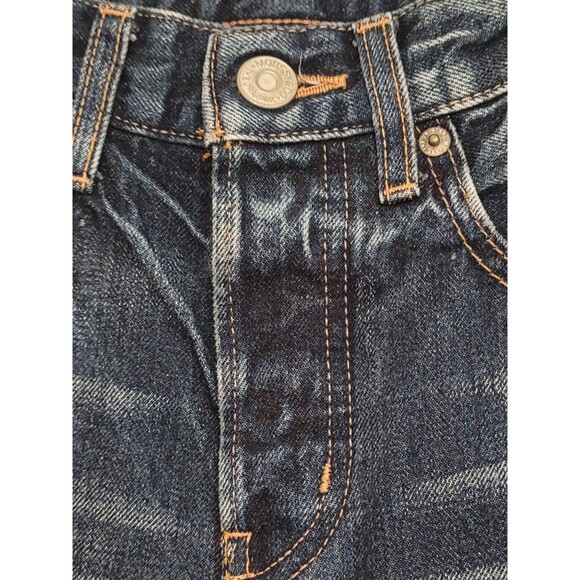 Moussy Vintage SZ 25 Wms Button Fly Jeans  Dark Wash Hand Distressed Japanese - Picture 5 of 14